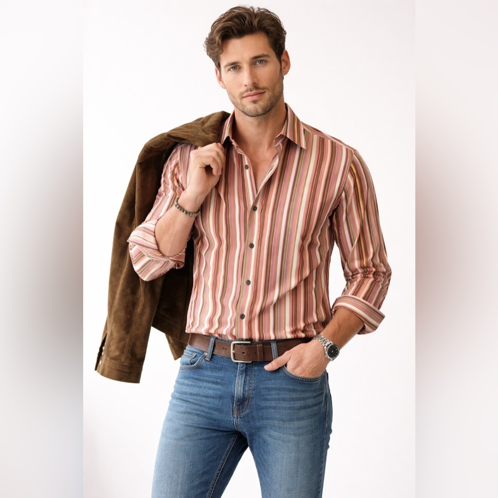 Etro Milano Men’s Striped Button Down Shirt size 38